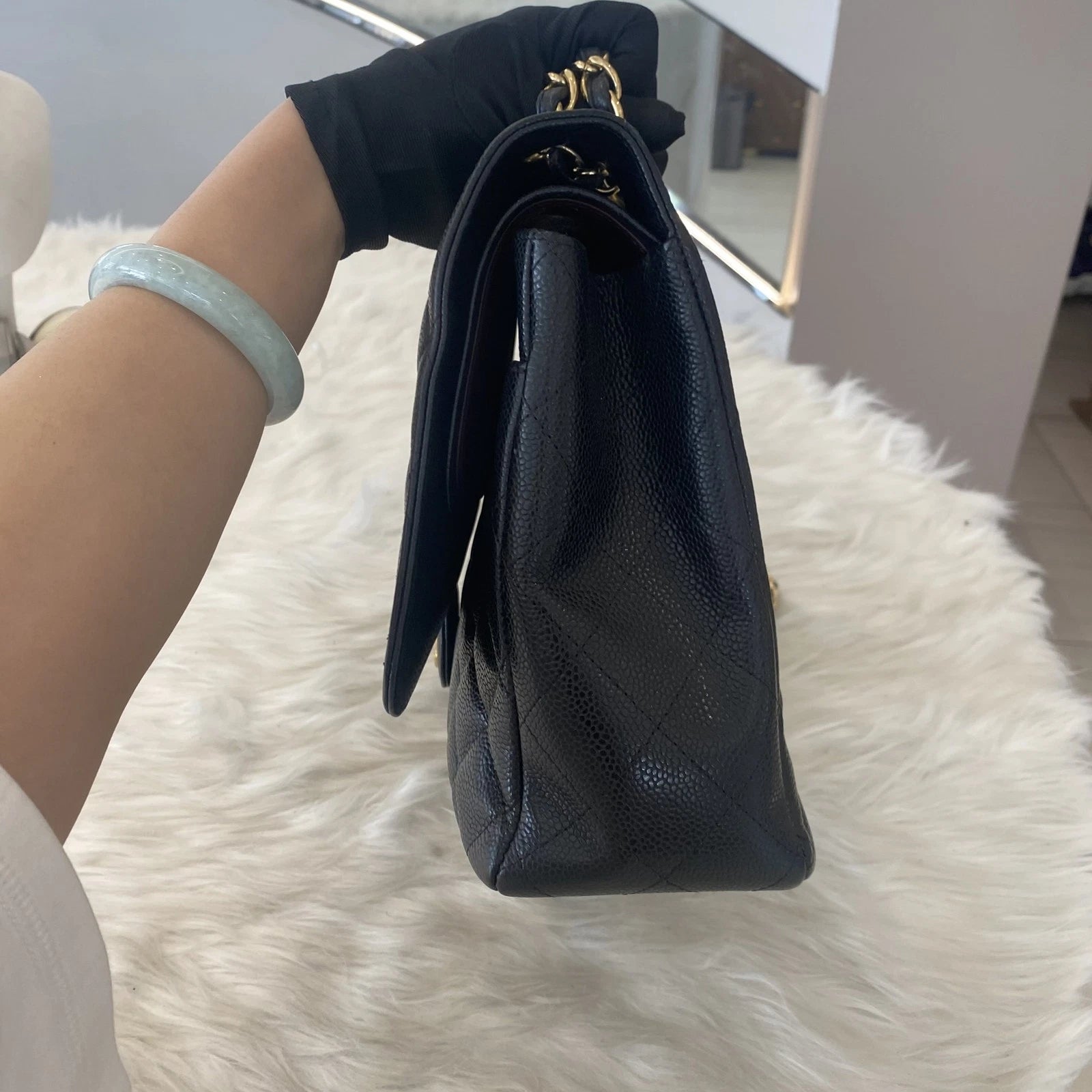 Chanel Classic Flap Max Black Caviar Leather Chain Shoulder Crossbody Bag