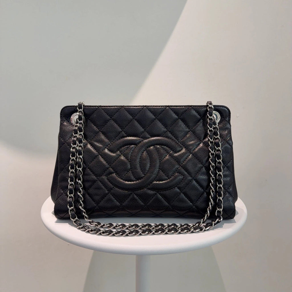Chanel Caviar Leather Tote Bag Shoulder &amp; Crossbody Bag Black Classic