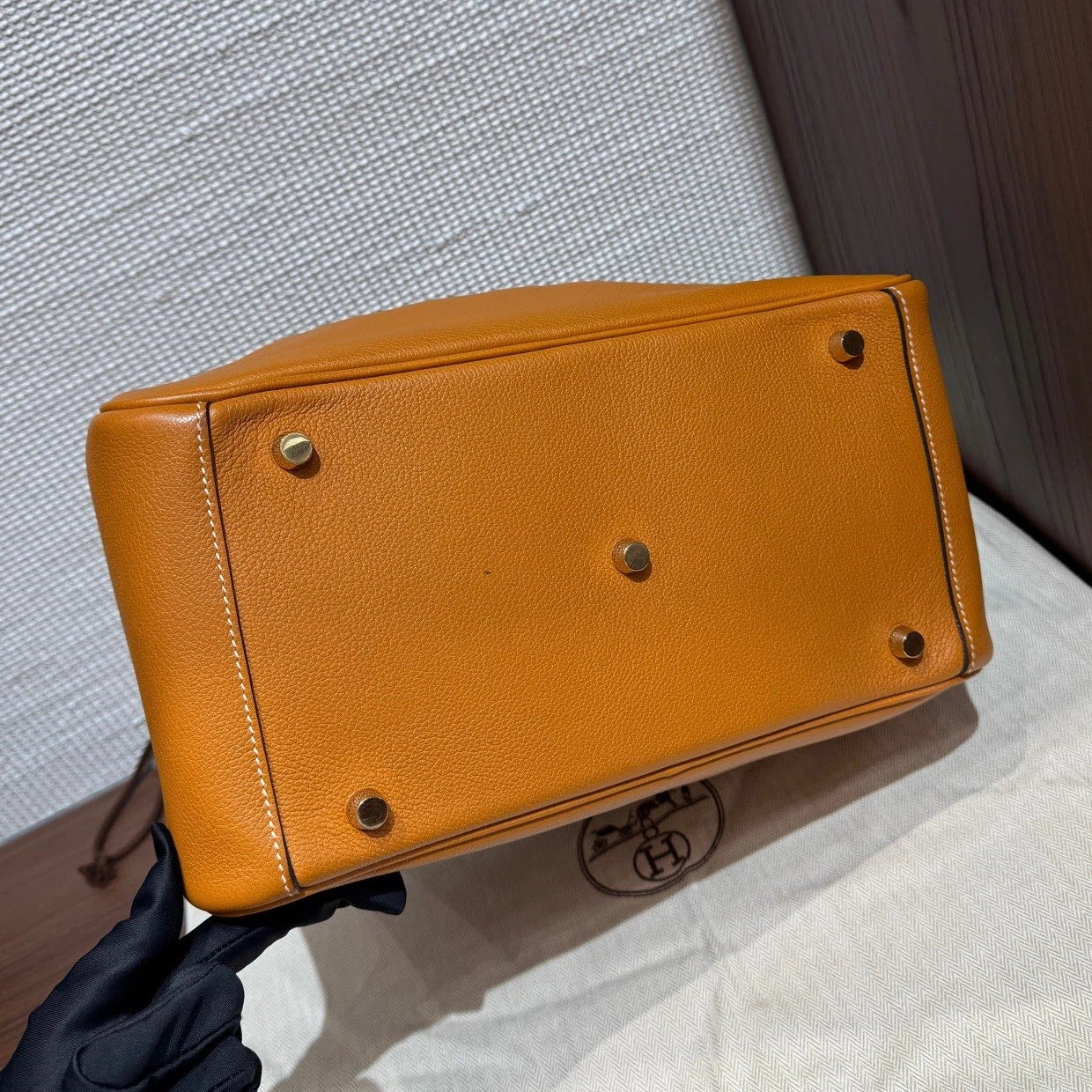 Hermes Lindy30 Top Handle Shoulder Bag Brown Gold Used Women Classic