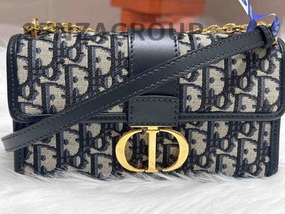 Dior Oblique Montaigne 30 Blue Gold Shoulder Bag - Classic Women's Fashion