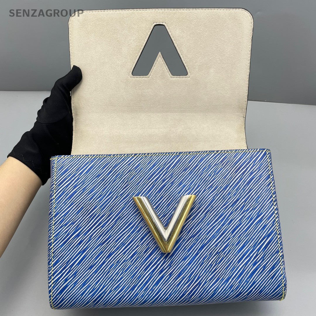 Louis Vuitton Twist MM Epi Leather Chain Strap Shoulder bag Crossbody Women Blue