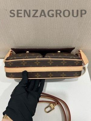 Louis Vuitton Monogram Shoulder Crossbody Bag Brown Gold Hardware