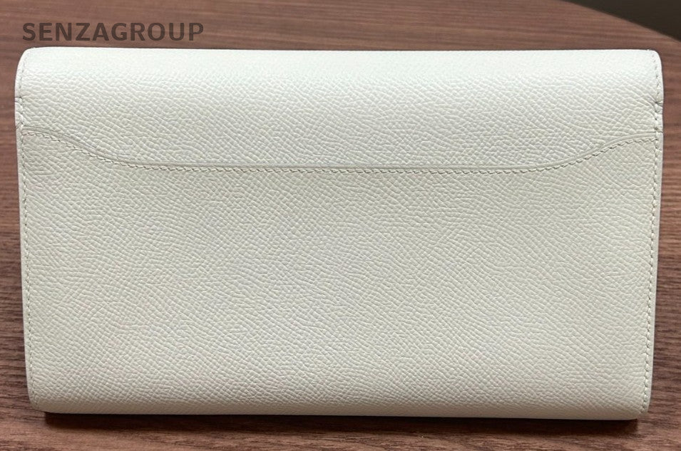Hermes Constance Epsom Leather Long Wallet White Gold Used Women Classic