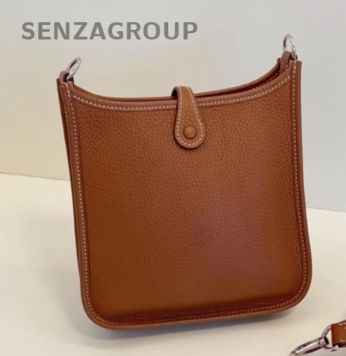 Hermes Evelyne Mini Crossbody Brown Silver Used Women Fashion Classic