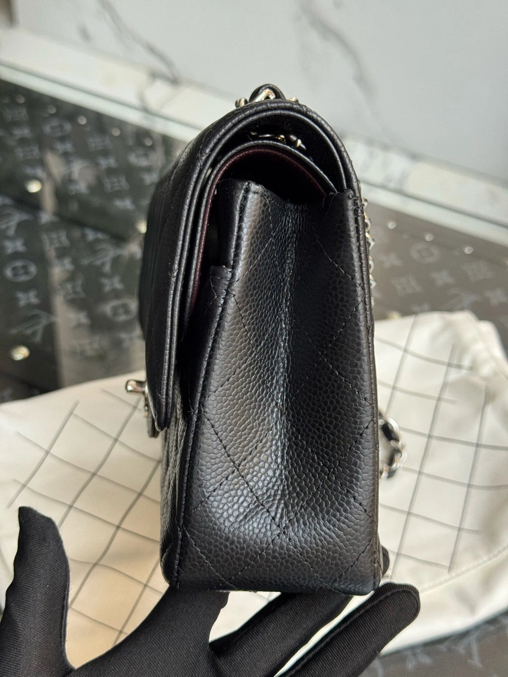CHANEL CF Medium Black Silver Shoulder Bag for Women