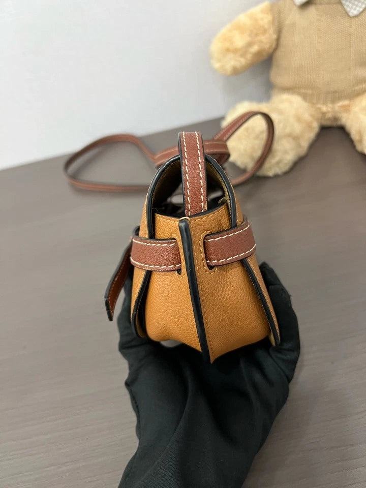 Loewe Brown Mini Gate Saddle Crossbody Bag For Women