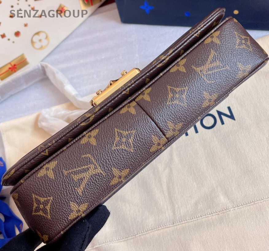 Louis Vuitton Marceau Monogram Shoulder Bag Brown Gold Women Classic Designer