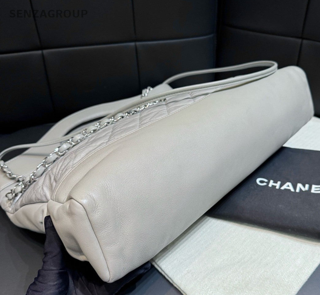 Chanel 31Bag Calfskin Handbag Chain Shoulder Bag Gray Silver Women Classic