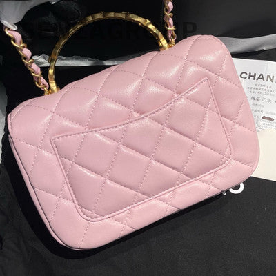 Chanel Quilted Pink Gold Chain Crossbody Shoulder Bag