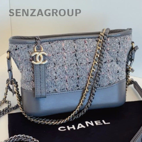 Chanel Gabrielle PM Chain Shoulder Bag Gray Gold Women Classic