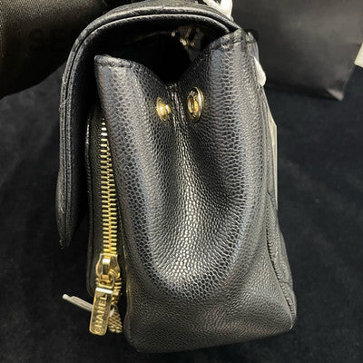 Chanel Black Calfskin Messenger Bag Small Gold Chain Shoulder Crossbody