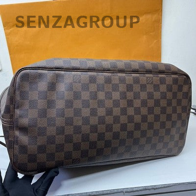 Louis Vuitton Damier Ebene Neverfull Tote Bag Brown Shoulder Bag Women Classic