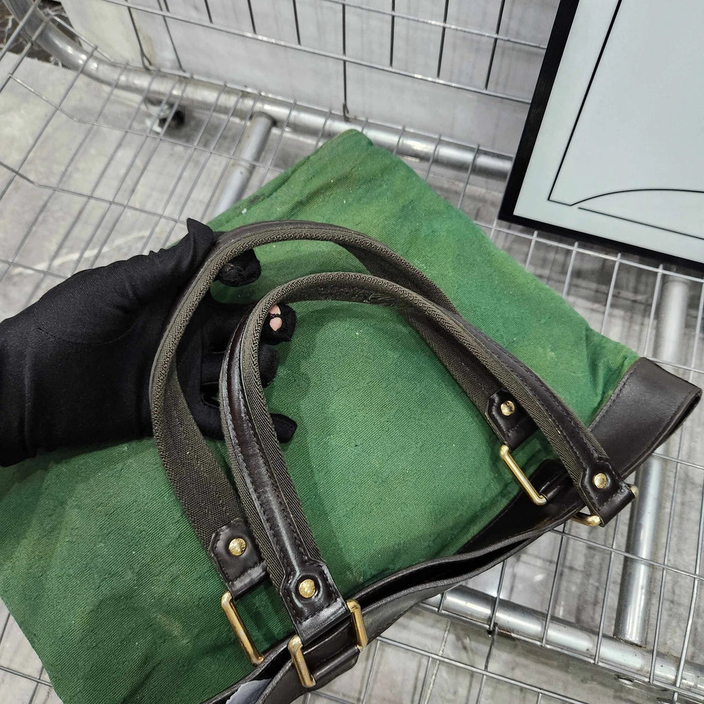 Louis Vuitton Vintage Green Denim Tote Shoulder Bag For Women