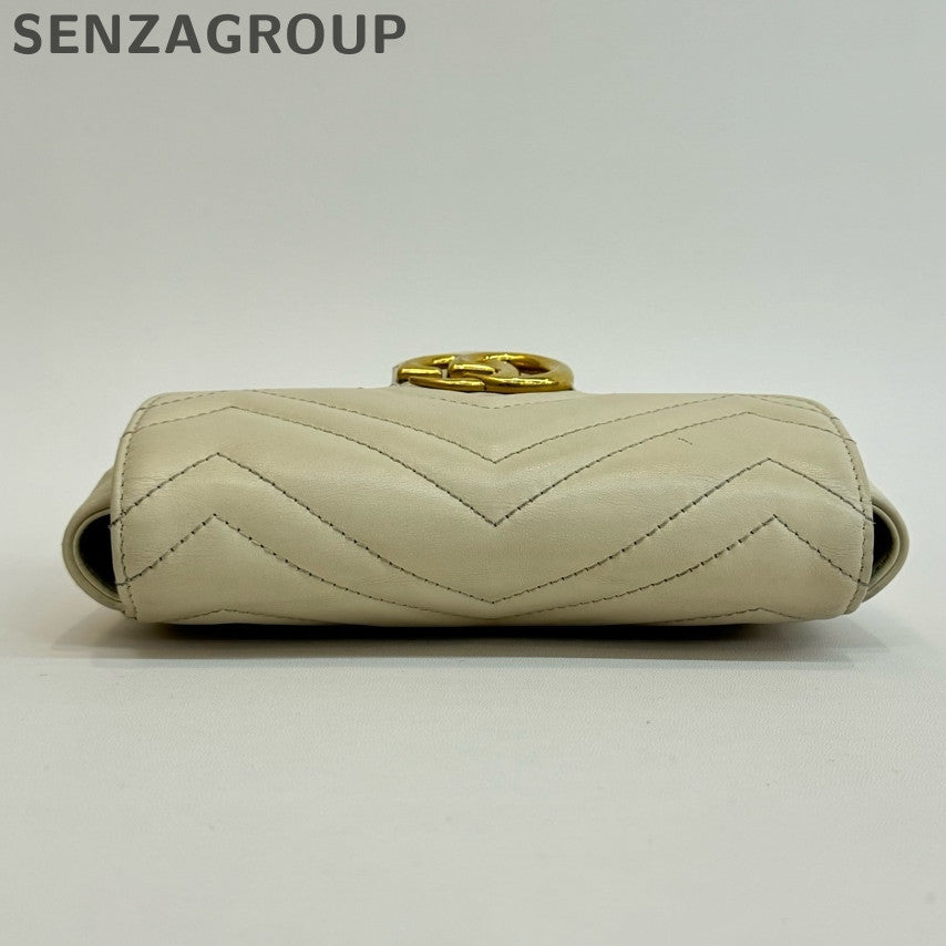 Gucci Marmont Mini Bag White Gold Chain Crossbody Shoulder Bag