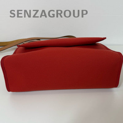 Hermes Herbag Red Silver Hardware Handbag Shoulder Bag Women Classic