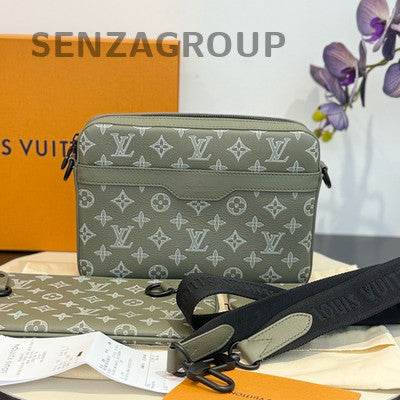 Louis Vuitton Trio Monogram Green Messenger Bag Black Hardware Women