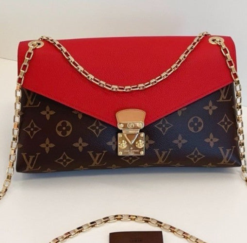 Louis Vuitton Pallas Chain Monogram Shoulder Crossbody Bag Red  Almost Brand New