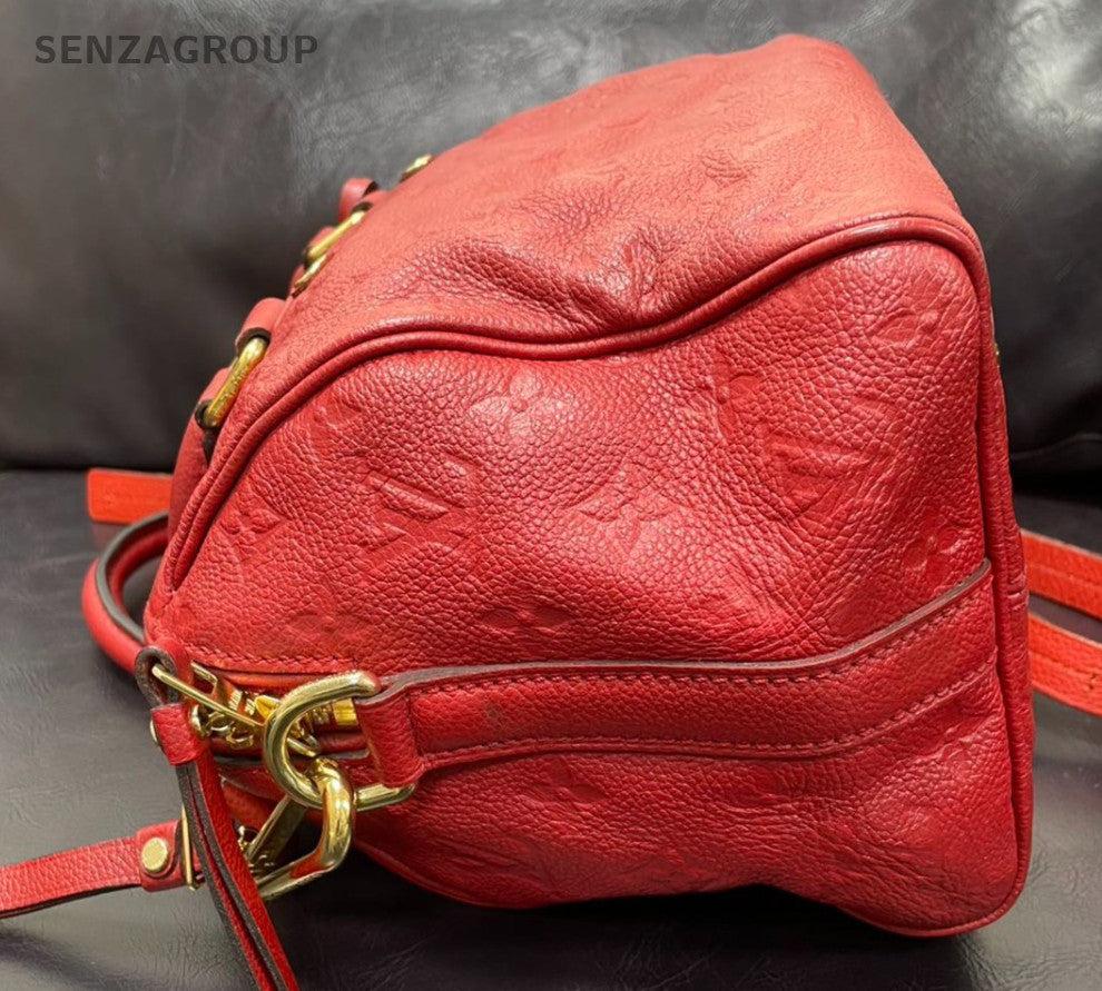 Louis Vuitton Monogram Empreinte Speedy25 Top Handle Bag Crossbody Red Women