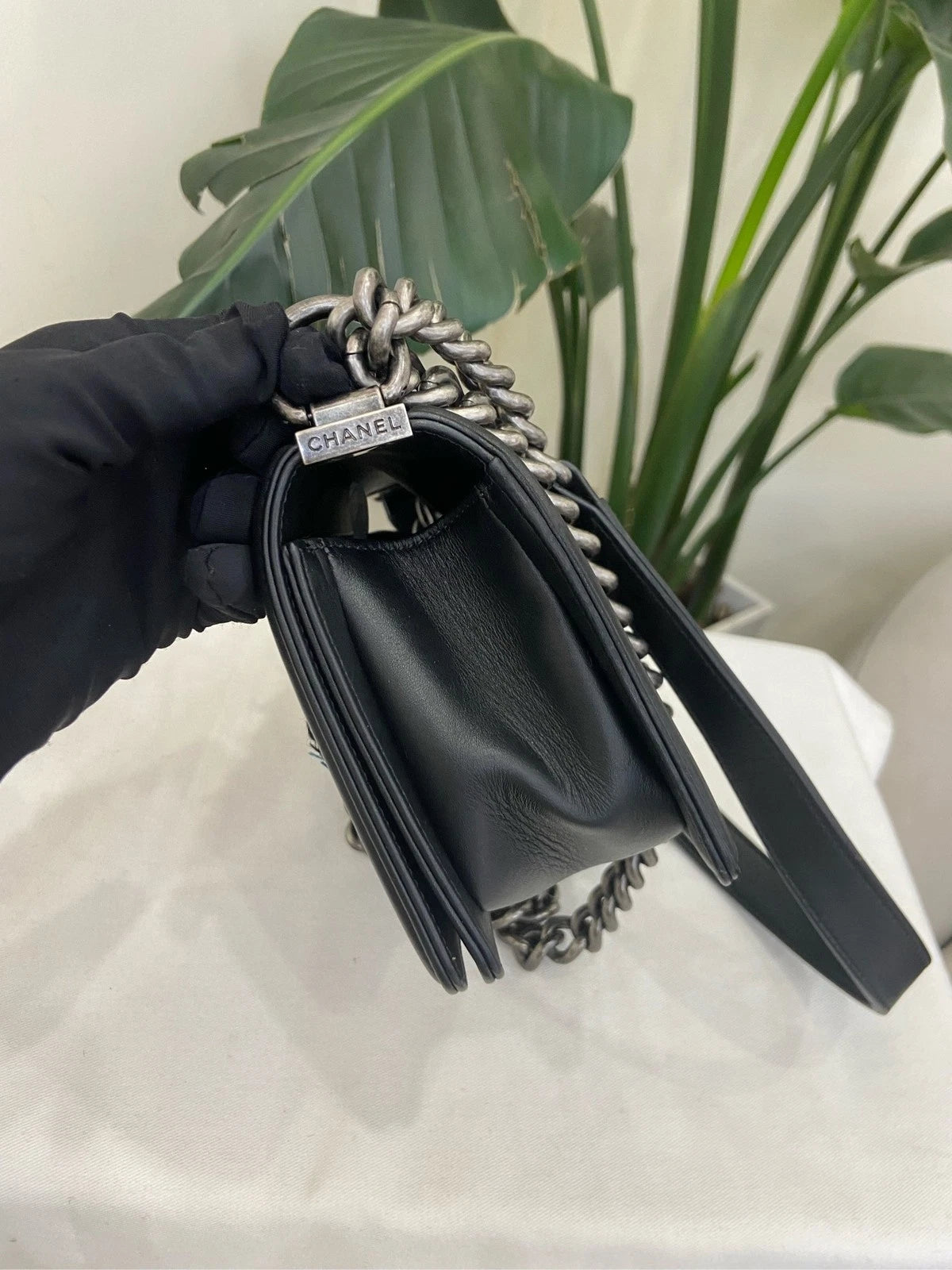 Chanel Tweed Leather Small LeBoy Shoulder Bag For Women