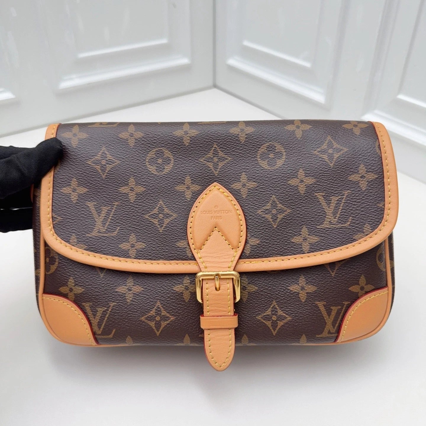 Louis Vuitton Diane Monogram Canvas Red Shoulder Bag Crossbody Excellent