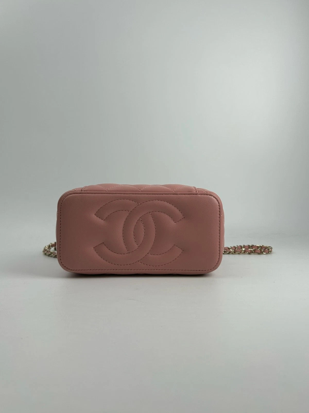 CHANEL Leather Pink Top Handle Long Box Bag For Women