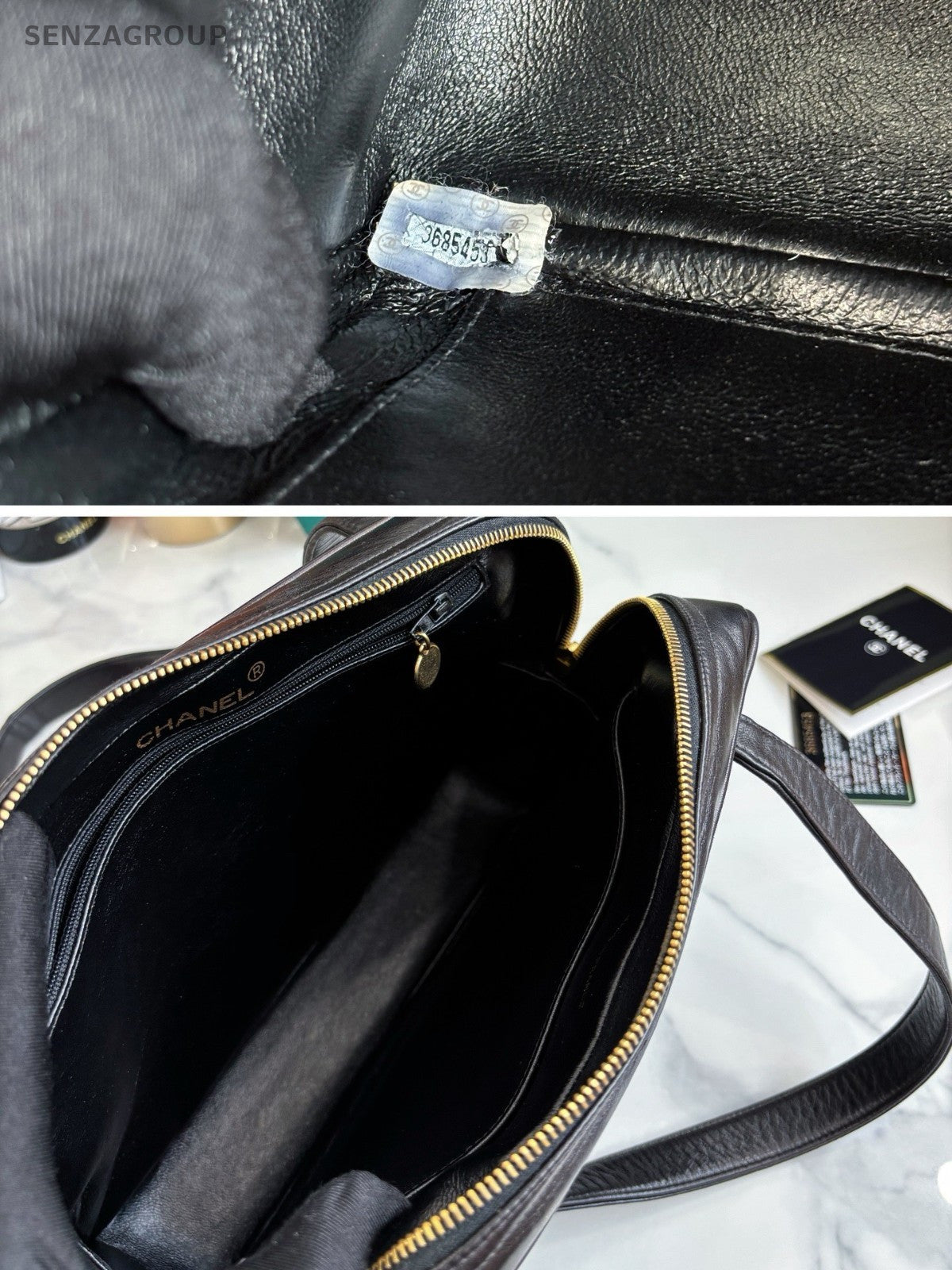 CHANEL Diamond pattern Lambskin Shoulder bag Black Gold Women