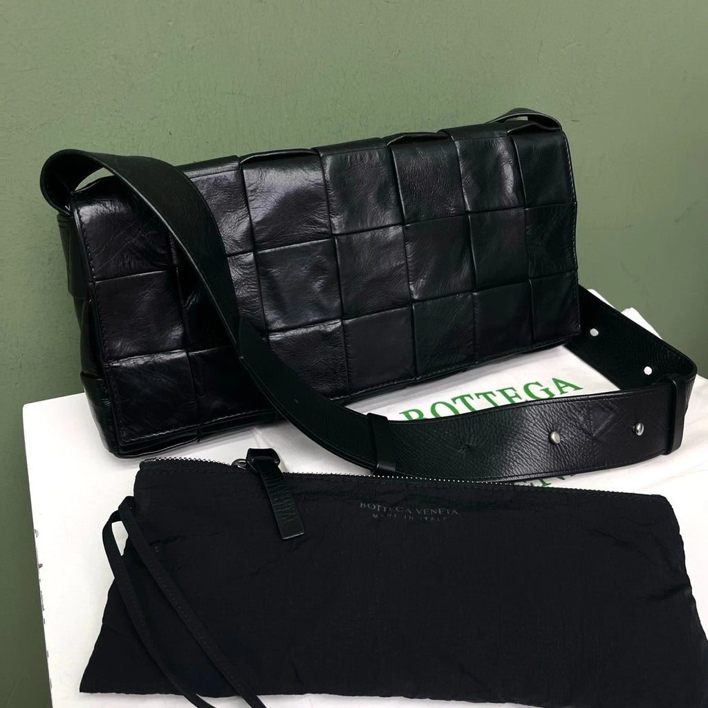 Bottega Veneta Cassette Intrecciato Crossbody Bag Black Unisex Adults