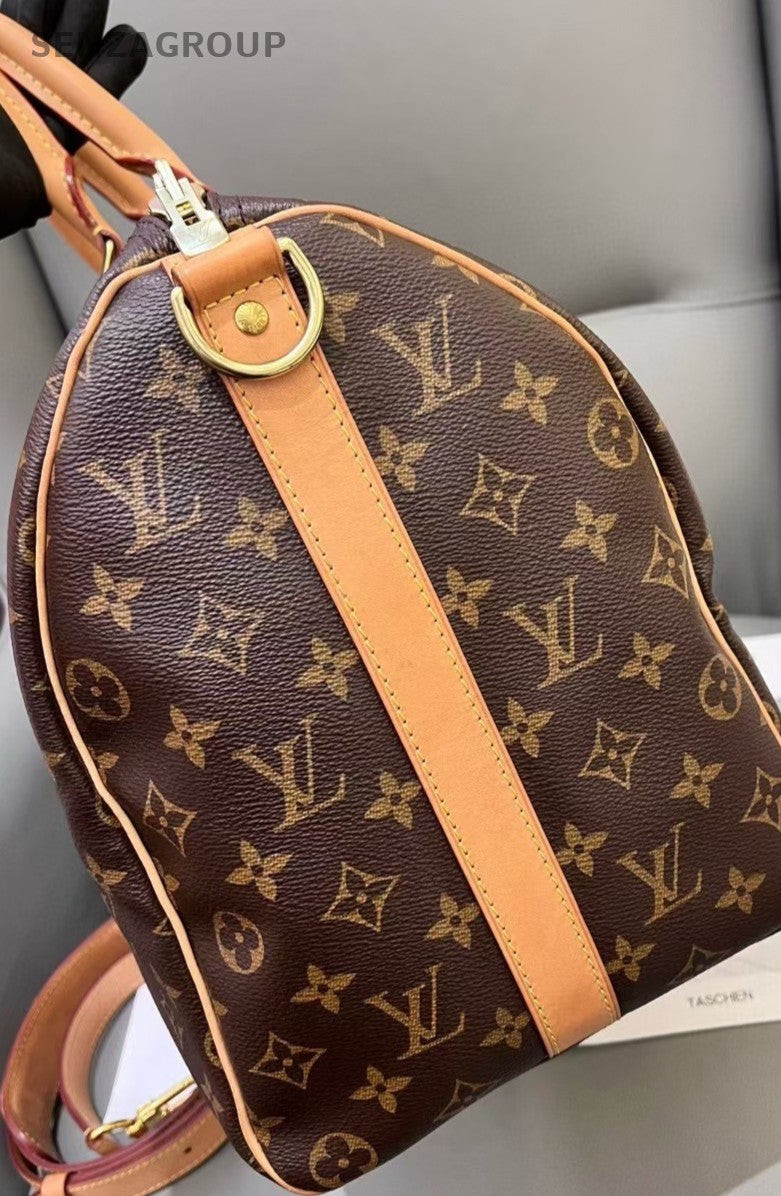 Louis Vuitton Keepall 45 Monogram Top Handle Shoulder Crossbody Bag Brown