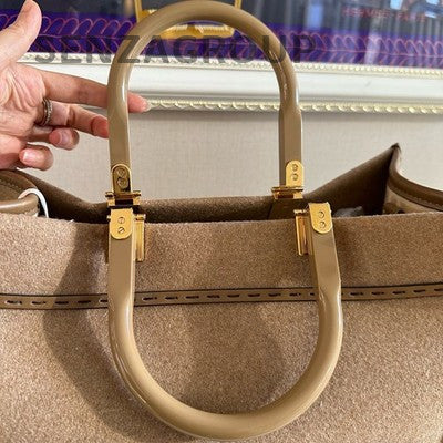 Fendi Brown Wool Large Tote Bag Classic Women's Handbag Shoulder Bag
