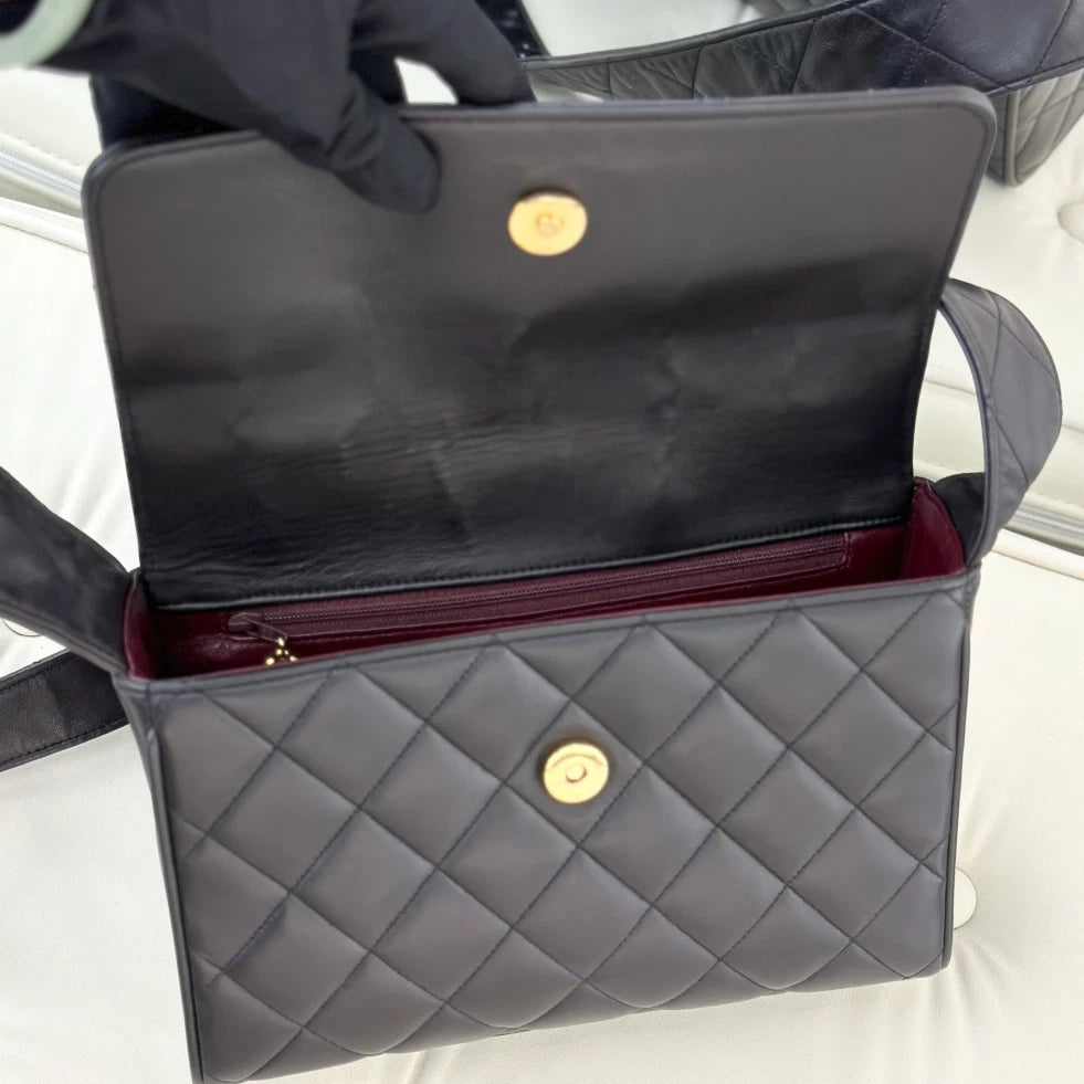 Chanel So Black Lambskin Diamond Shoulder Crossbody Bag Black Women S