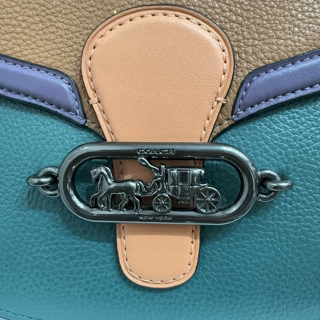 COACH Jade 21 Women's Small Colorblock Leather Saddle Crossbody Shoulder Bag