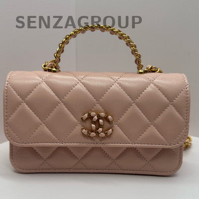 Chanel Quilted WOC Chain Shoulder Bag Pink Gold Fashion Women