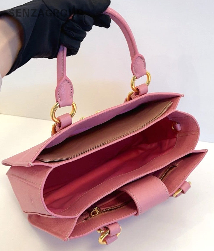 Miumiu Calfskin Tote Pink Gold 2WAY Shoulder Handbag Crossbody Almost Brand NEW