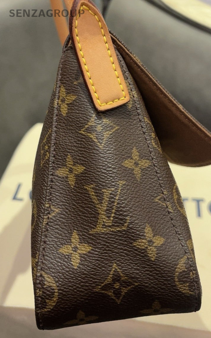 Louis Vuitton looping Monogram PM Top Handle Bag Brown Orange Women Classic