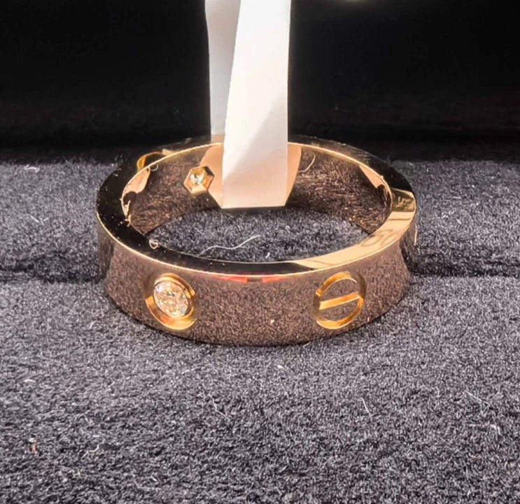 Cartier Love Classic Band Ring 18k Rose Gold and 3 Diamonds EU58/US8.25