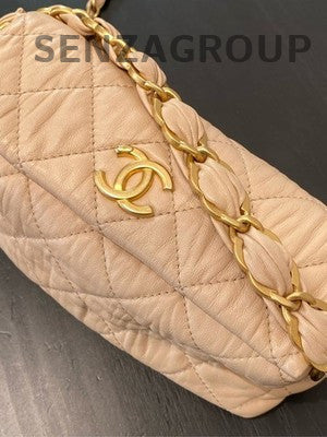 Chanel Pink Quilted Calfskin Hobo Bag with Gold Chain Strap