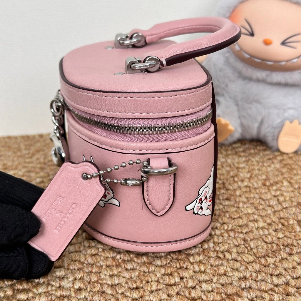 Coach Pink White Rabbit Swinger Mini Box Bag For Women