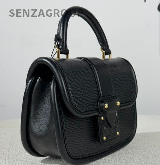 Louis Vuitton Epi Leather Messenger Bag Crossbody Top Handle Bag Women Black