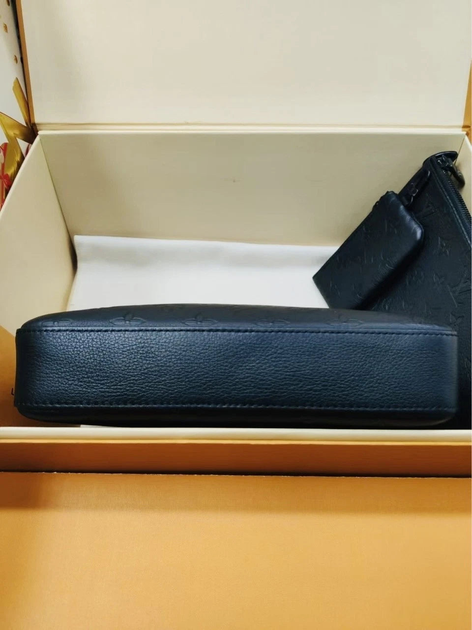 Louis Vuitton Black Trio Embossed Leather Crossbody Messenger Bag For Unisex