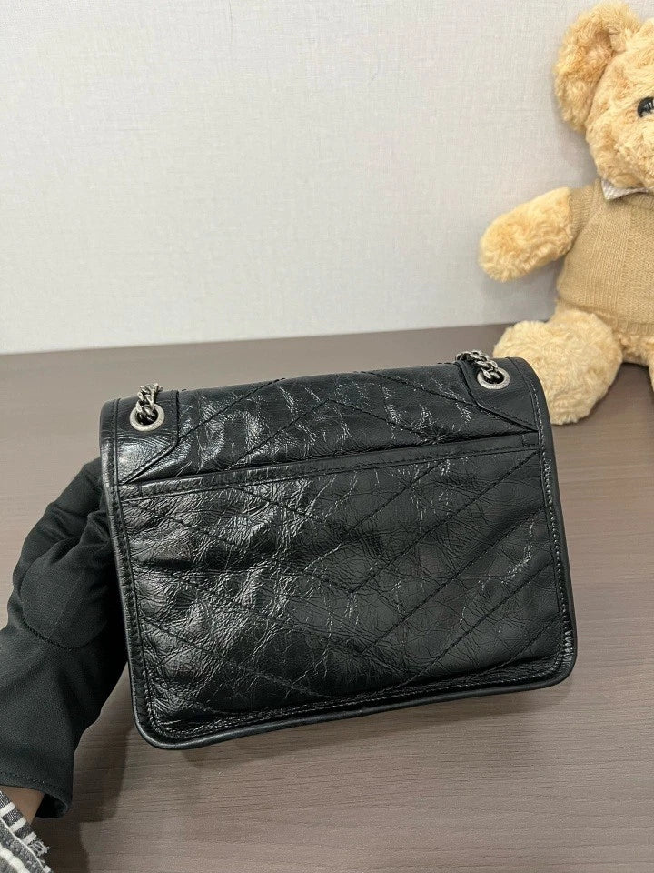 YSL Black Silver Small Niki Shoulder Crossbody Bag For Women