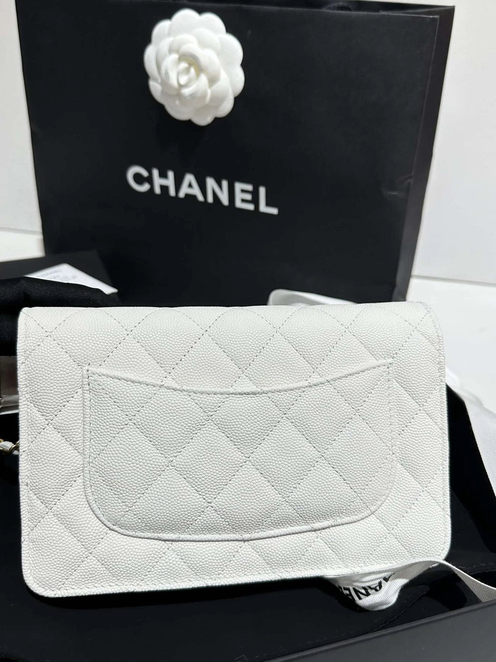 CHANEL White Leather WOC Crossbody Bag For Women