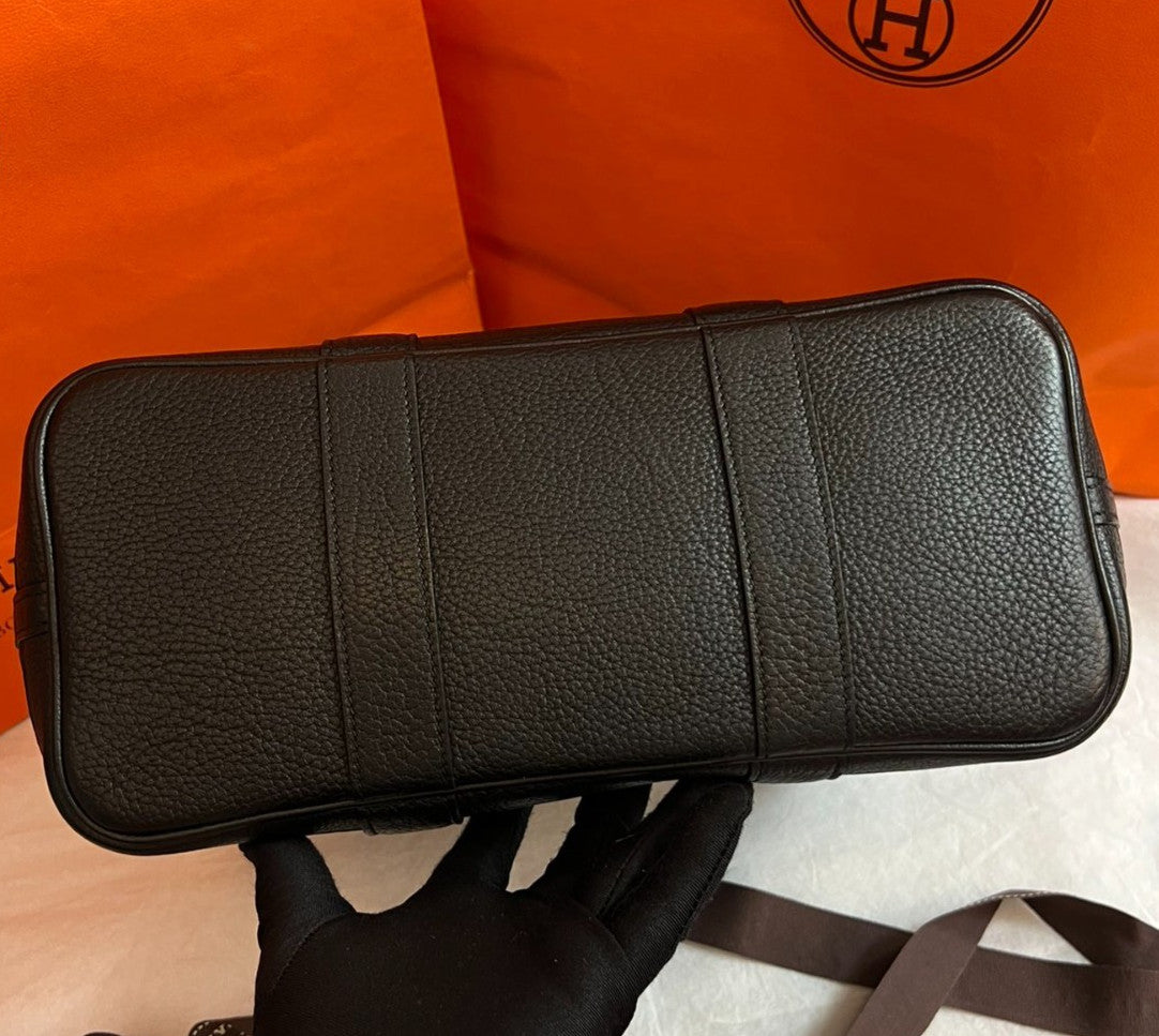 Hermes Garden Party30 Top Handle Bag Black Silver Used Women Classic