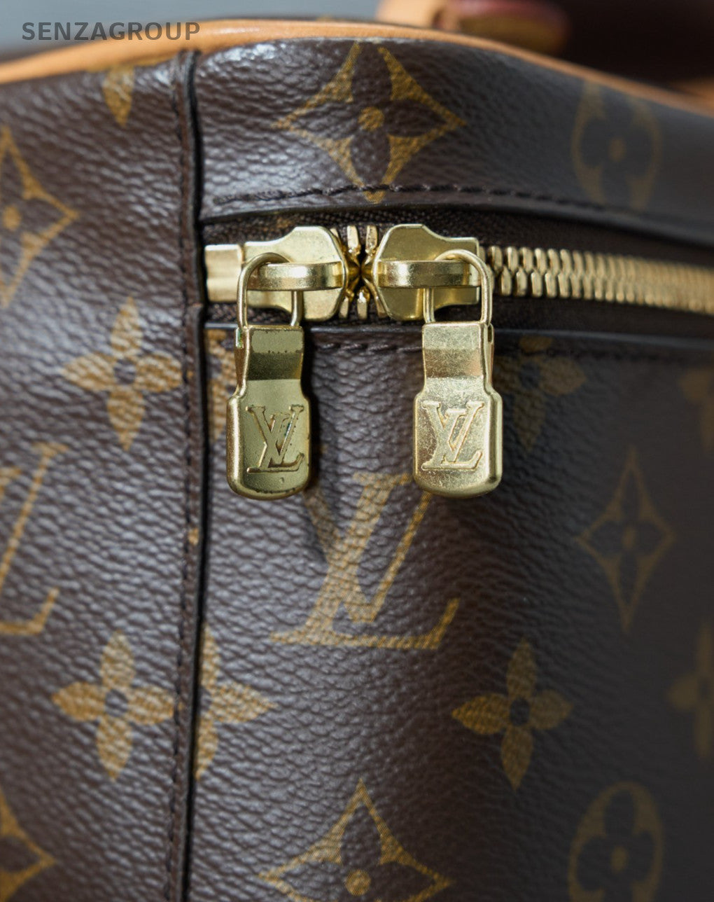 Louis Vuitton Monogram Vintage Top Handle Bag Brown Gold Used Women Classic