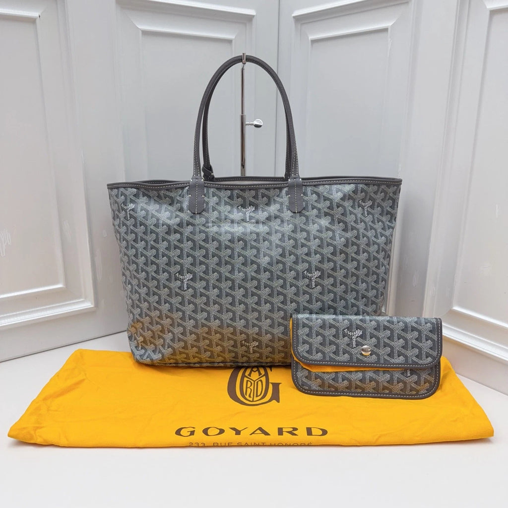 Goyard Monogram Tote CanvasTop Handle Shoulder Bag Gray Women Fashion