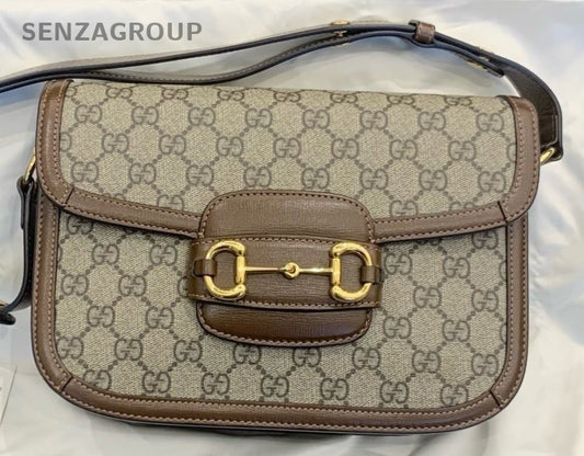 Gucci Horsebit MM Shoulder Bag Brown Gold Used Women Classic Designer