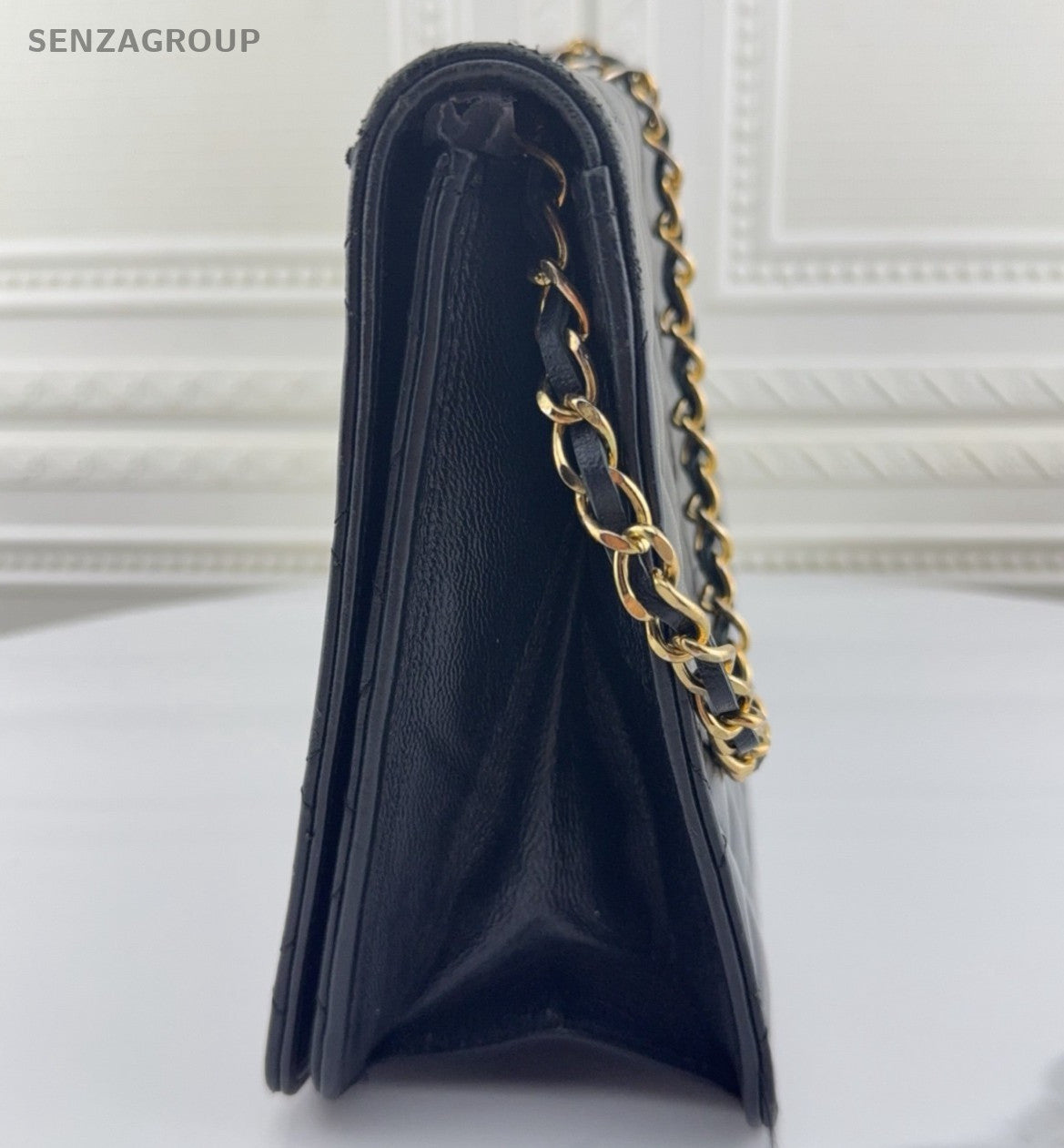 Chanel WOC Vintage Chain Shoulder Bag Black Gold Women Classic Diamond Women