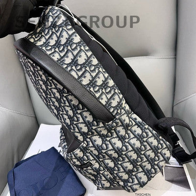 Dior Oblique Backpack Black White Unisex Classic Fashion