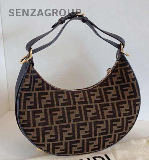 Fendi Graphy FF Underarm Bag Shoulder Bag Brown Gold Used Women Classic