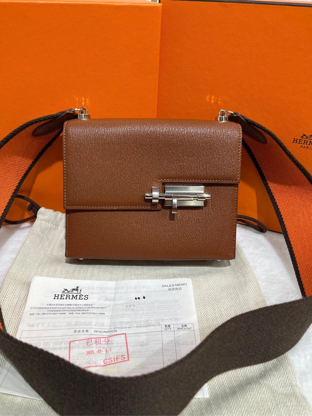Hermes Verrou Brown Goatskin Handbag For Women