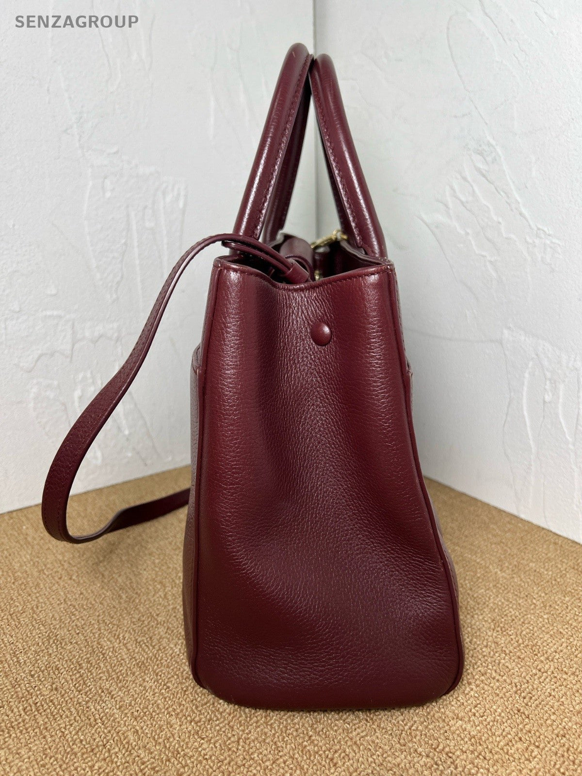 CHANEL CC Top Handle 2way Shoulder Handbag Vintage Women Wine Red